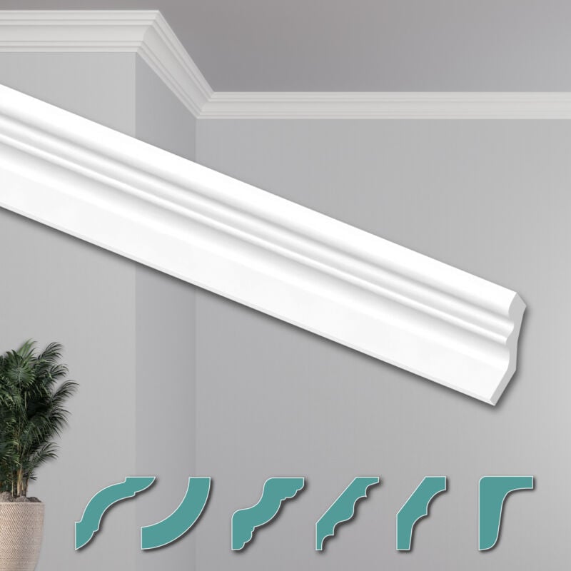 O Corniches de Plafond Modernes en Polystyrène xps Blanc, 2 Mètres Moulures Décoratives Angles: ZG21 - 50 x 40 mm, Paquet d'économie de 20 mètres