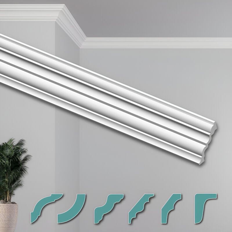 Hexim - o Corniches de Plafond Modernes en Polystyrène xps Blanc, 2 Mètres Moulures Décoratives Angles: ZG28 - 70 x 70 mm, Paquet d'économie de 20