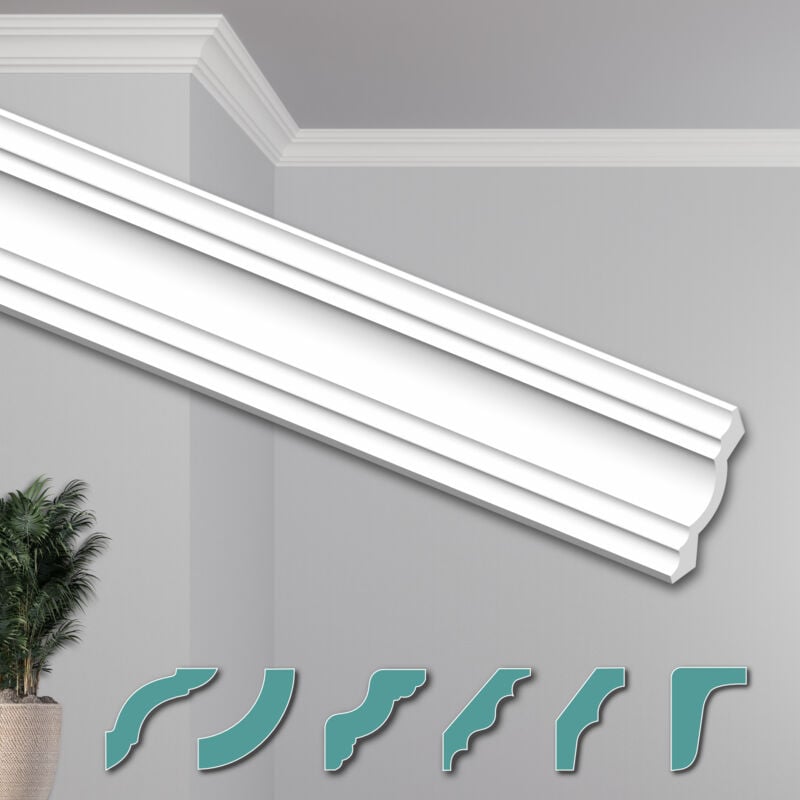 Hexim - o Corniches de Plafond Modernes en Polystyrène xps Blanc, 2 Mètres Moulures Décoratives Angles: ZG32 - 75 x 75 mm, Paquet d'économie de 20