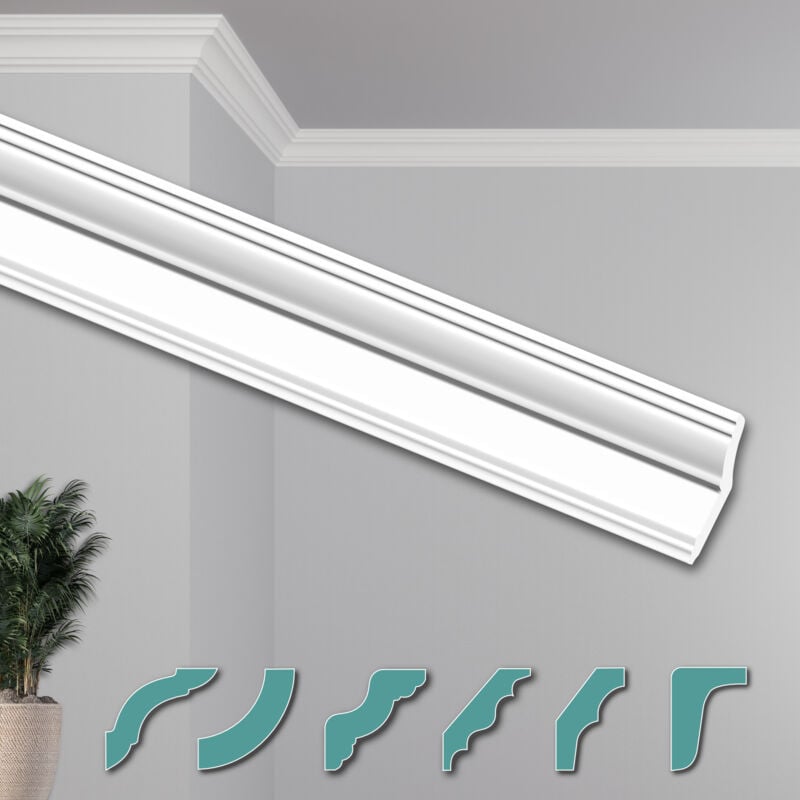 Hexim - o Corniches de Plafond Modernes en Polystyrène xps Blanc, 2 Mètres Moulures Décoratives Angles: ZG31 - 75 x 30 mm, Paquet d'économie de 40