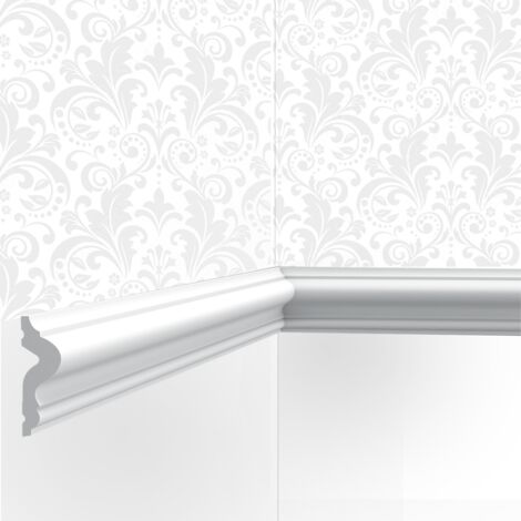 Moulure décorative en polyuréthane 5x1,7x200cm – Corniche plafond pour finition parfaite – Colle et joint recommandés