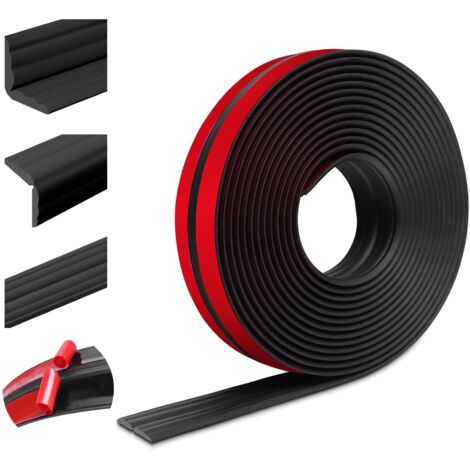 Moulure décorative moulure murale adhesive protection angle mur baguette d'angle PVC plinthe souple pour les murs sols protection des bords (40mm×6m, Noir)