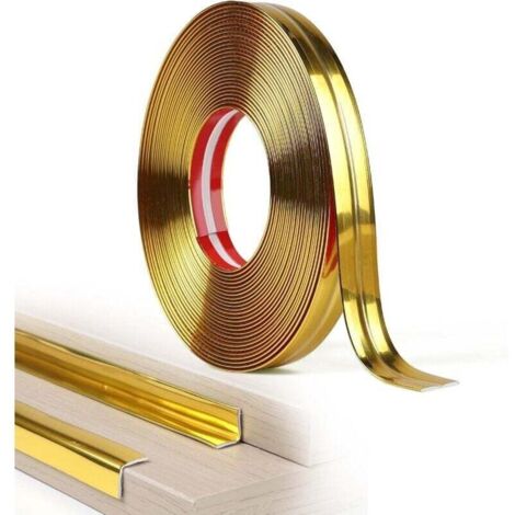 Moulure Flexible Decorative Murale Adhesive 2cm × 10m Moulure Angle Mur Souple pour Porte Fenêtre Plinthes Plafonds Armoires Protection Bords de Table, Miroir Or Brillant