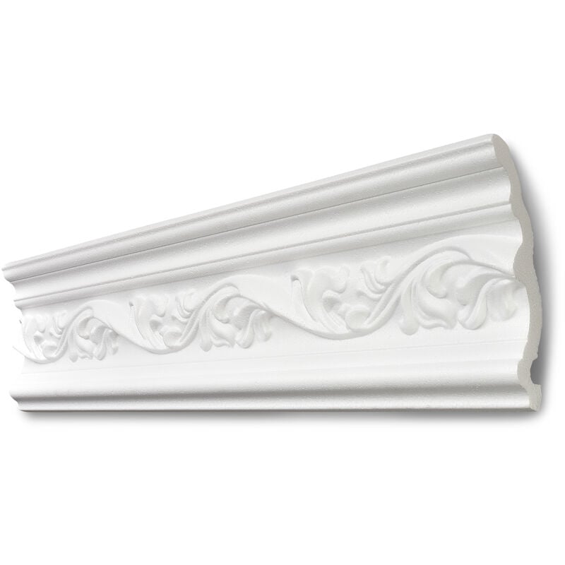 Moulure G34 (Greta) - polystyrène - blanc - 75 x 120 mm - long. 2 m - 16 pces (=32 m) - blanc - Decosa