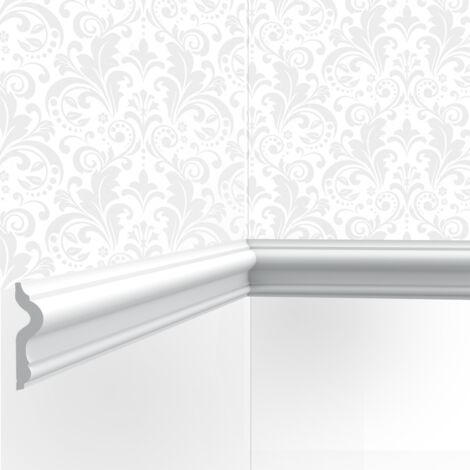 Moulure murale en polymère 200cm – Hauteur 7,5cm – Profondeur 2cm – Pour encadrement mural – Colle FDP500 recommandée
