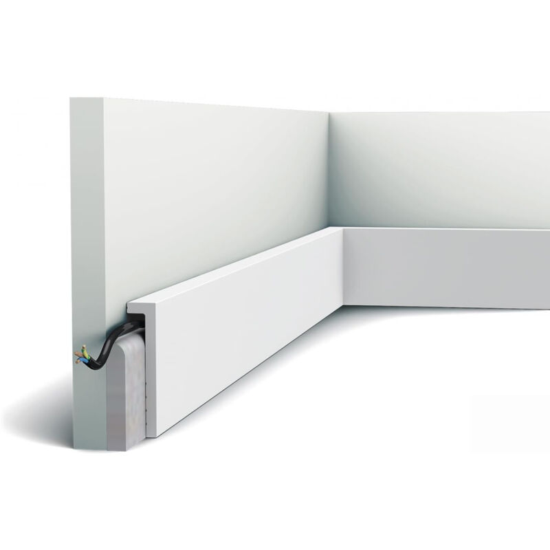 Ledkia - Moulure Plinthe Cache Câbles 2m Edge Blanc