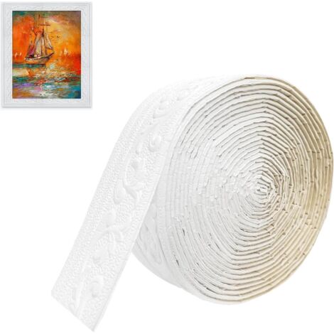Moulures autocollantes - 10 m x 8 cm x 4 mm - Wit - Pour murs, plafonds et angles