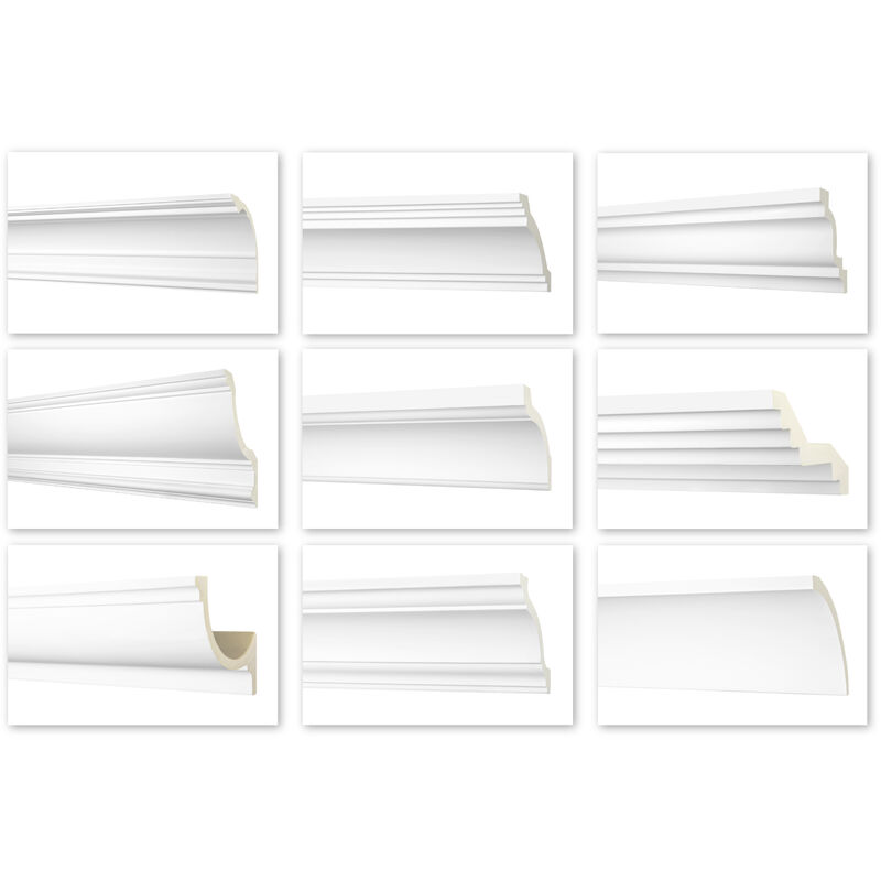 Moulures de 2 mètres, tous modèles - moulage lisse en pu, résistant aux chocs - Perfect ab: AB161 - 90x86mm