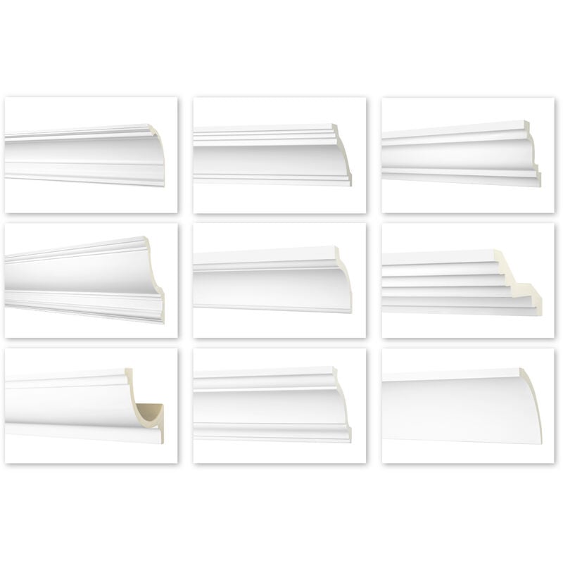 Moulures de 2 mètres, tous modèles - moulage lisse en pu, résistant aux chocs - Perfect ab: AB247 - 100x105mm