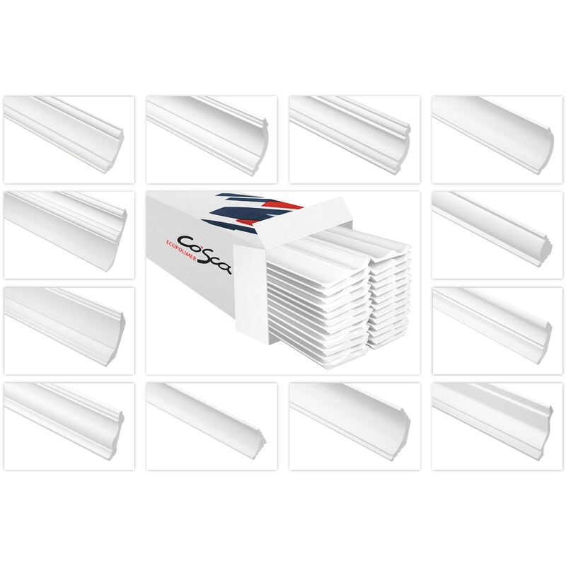 Cosca - Moulures de plafond en hdps - polystyrène haute densité, léger & résistant aux chocs - Moulures en stuc : 10 Mètres / 5 Bandes, CK48 - 70 x