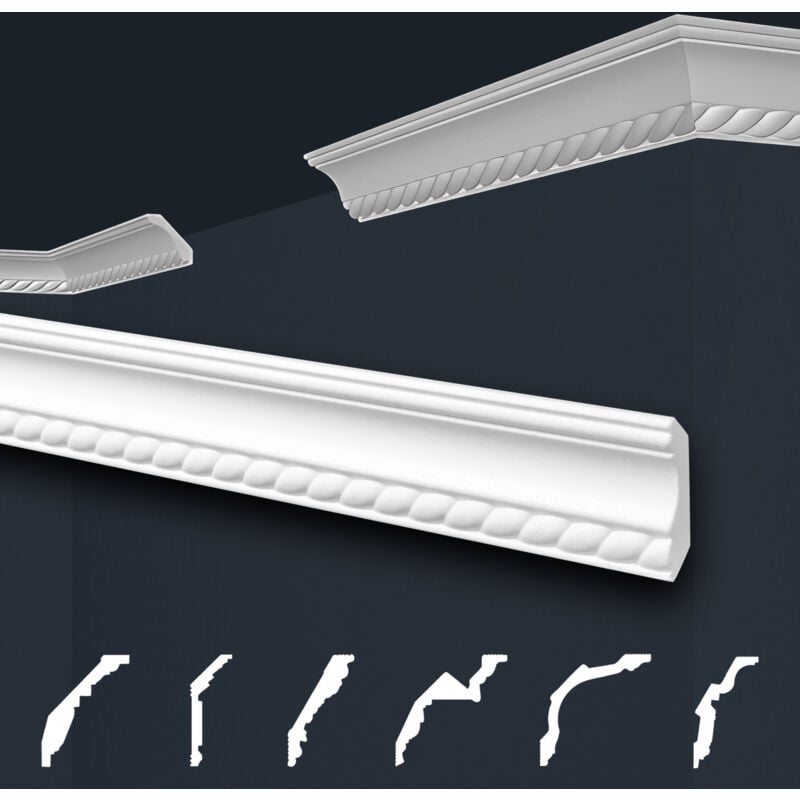 Moulures de stuc à motifs blancs, eps Styropor ajustement forme, Paquets d'épargne Marbet série b: B-1 / 32x32mm, 20 Mètres / 10 Bandes