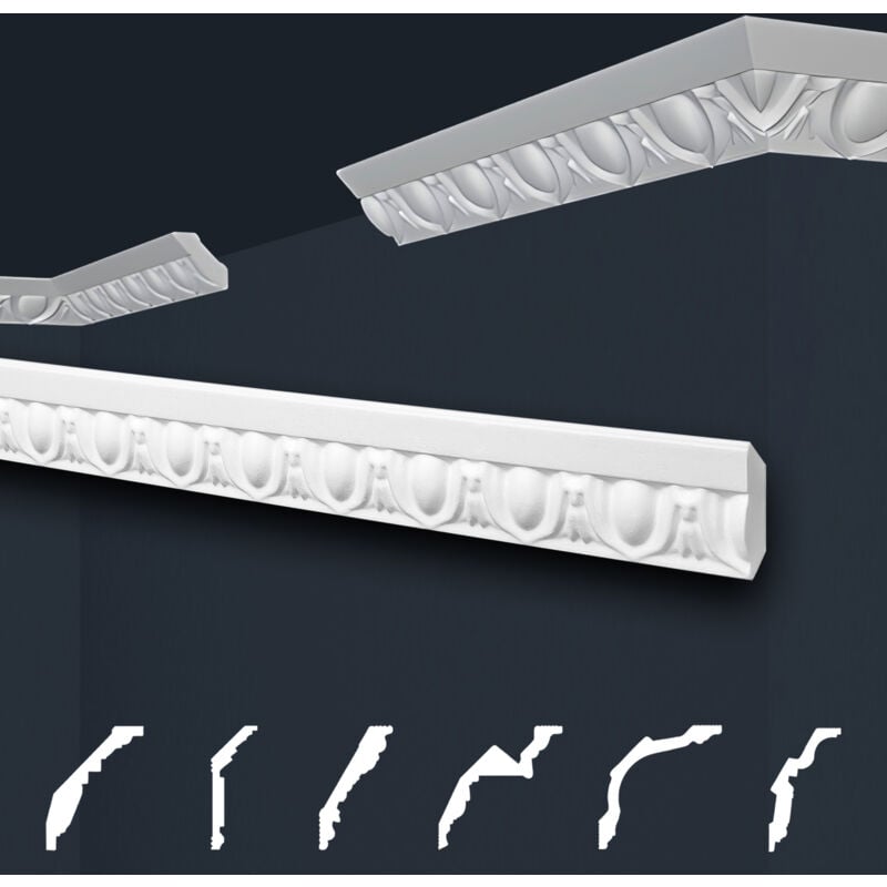 Moulures de stuc à motifs blancs, eps Styropor ajustement forme, Paquets d'épargne Marbet série b: B-2 / 32x32mm, 20 Mètres / 10 Bandes