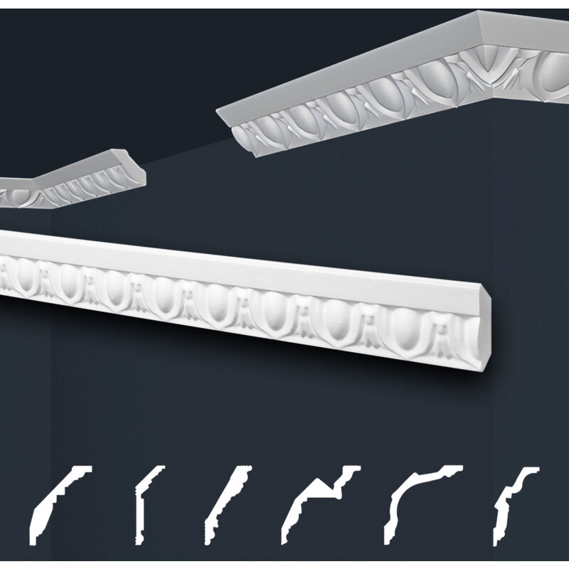 Moulures de stuc à motifs blancs, eps Styropor ajustement forme, Paquets d'épargne Marbet série b: B-2 / 32x32mm, 50 Mètres / 25 Bandes