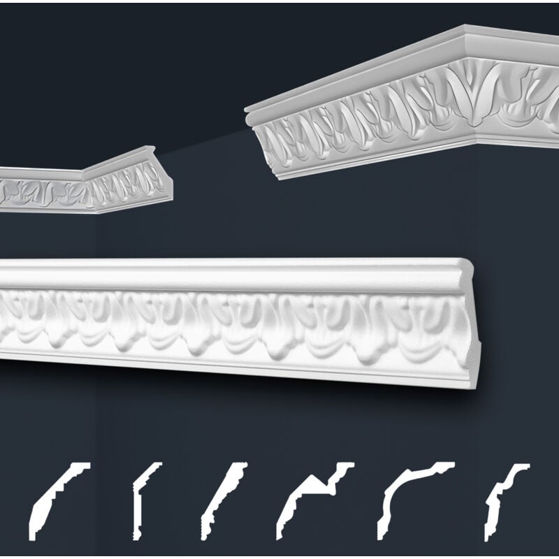 Moulures de stuc à motifs blancs, eps Styropor ajustement forme, Paquets d'épargne Marbet série b: B-5 / 34x56mm, 20 Mètres / 10 Bandes
