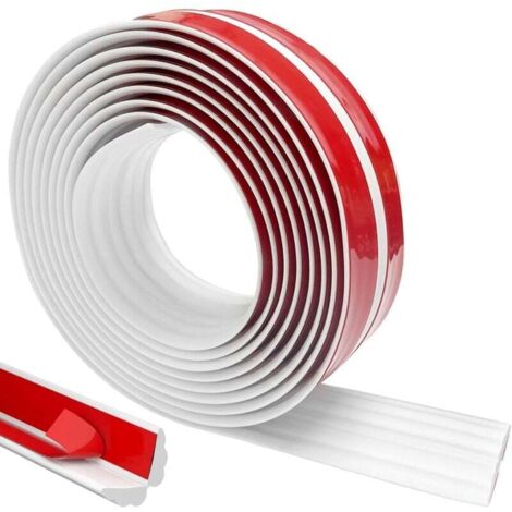 Moulures Décoratives Autocollantes Blanches 3m x 4cm, Bande Décorative en TPE Flexible, Autocollante, Moulures de Plafond, Bandes d'angle Autocollantes pour Bords Muraux, Sols, Armoires
