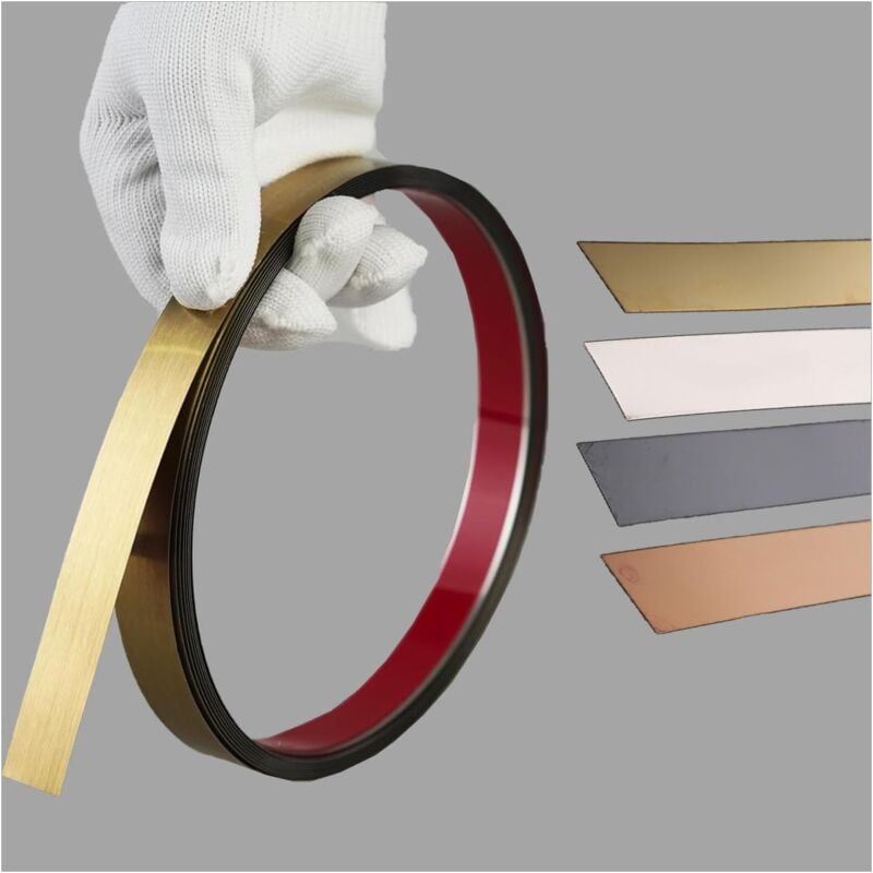 Moulures décoratives autocollantes en - 10 m x 5 cm - Bandes murales autocollantes - Baguettes chromées - Bandes réfléchissantes autocollantes (doré)