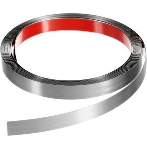 Moulures décoratives autocollantes en acier inoxydable et argent pour murs et bords de carrelage, argent brossé, 50 mm x 5 m.