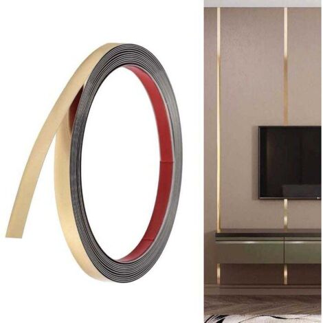 Moulures décoratives autocollantes en acier inoxydable et or, adaptées aux murs et aux bords de carrelage, 20 mm x 5 m.