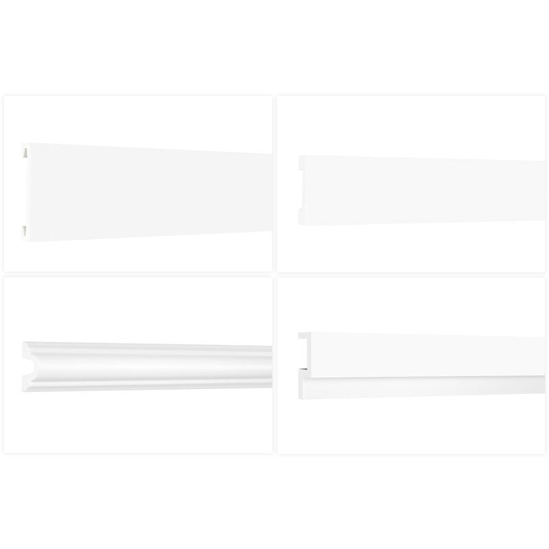 Moulures en polystyrène hdps - extrêmement résistantes, blanches comme neige & modernes: 10 mètres / 5 baguettes, HCR503 - 38 x 12 mm