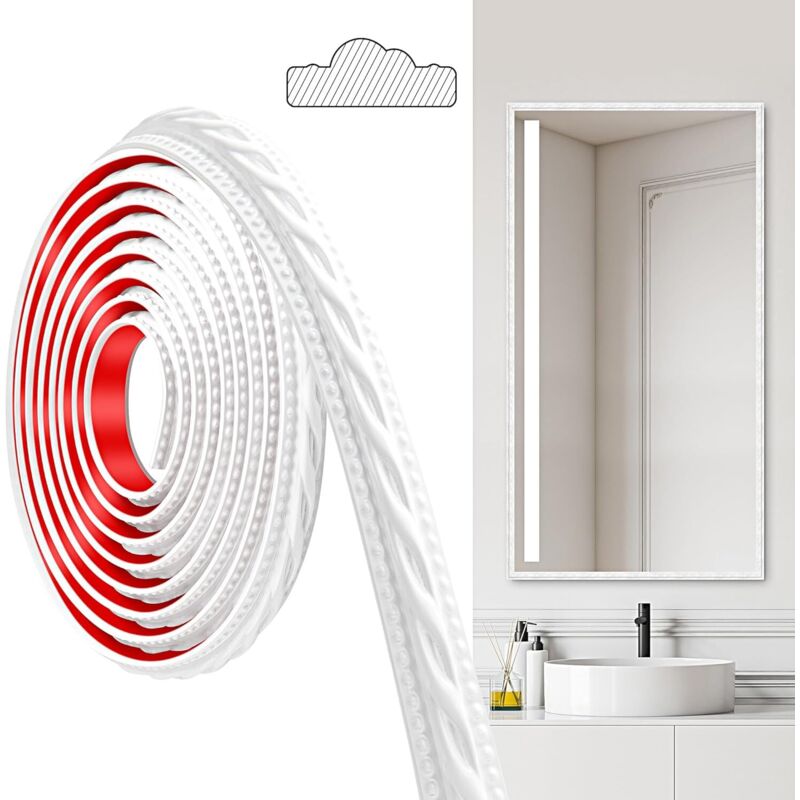 Moulures en PVC, 300cm×2cm, Autocollantes, Pour Plafonds, Moulures Murales Pour Bordures de Murs, Cadres de Miroirs, Plafonds, Plinthes, Armoires