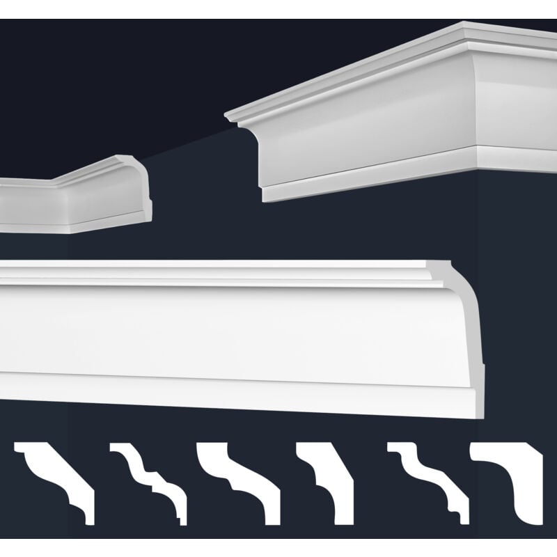 Moulures en stuc blanc et clair, coffrage xps Styropor, paquets d'épargne Marbet Series-E: 20 Mètres / 10 Bandes, E-35 / 45x67mm