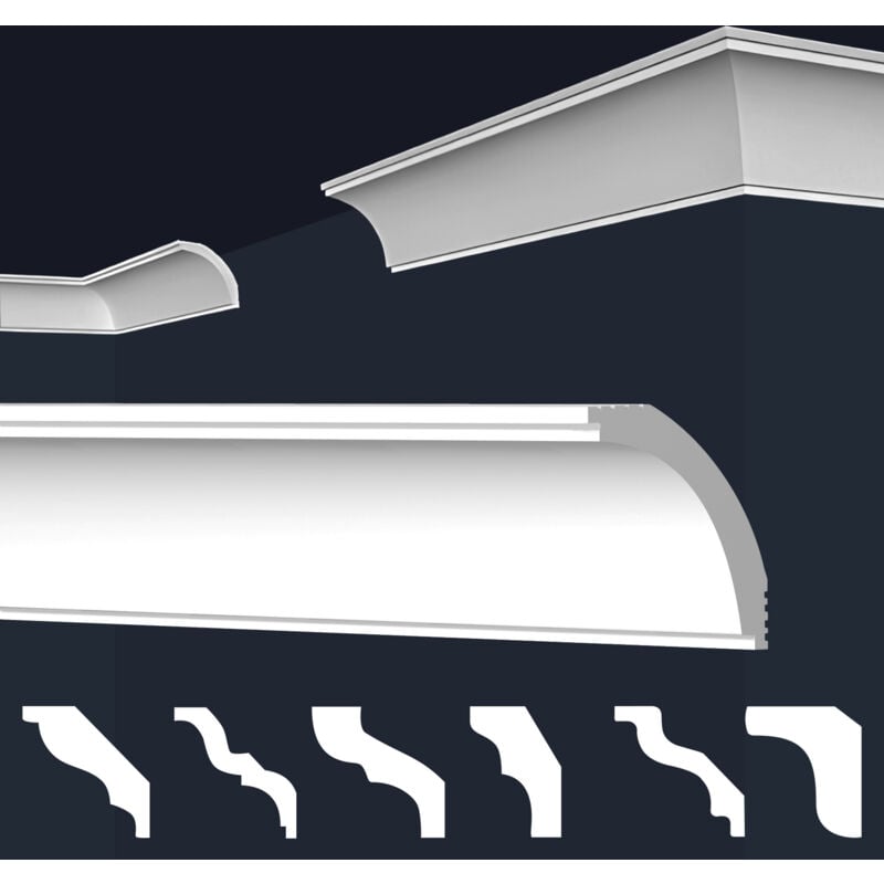 Moulures en stuc blanc et clair, coffrage xps Styropor, paquets d'épargne Marbet Series-E: 20 Mètres / 10 Bandes, E-43 / 50x50mm
