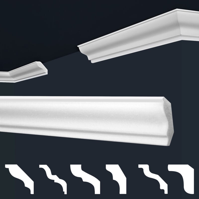 Moulures en stuc blanc et clair, coffrage xps Styropor, paquets d'épargne Marbet Series-E: E-4 / 30x30mm, 40 Mètres / 20 Bandes