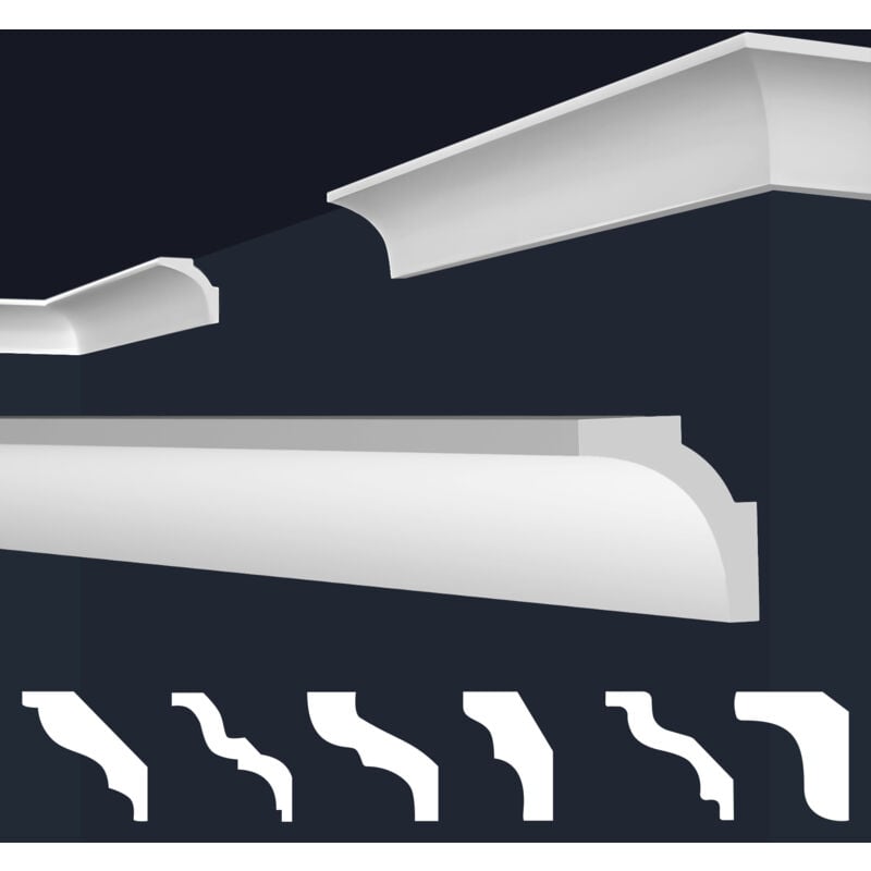 Moulures en stuc blanc et clair, coffrage xps Styropor, paquets d'épargne Marbet Series-E: E-11 / 35x35mm, 50 Mètres / 25 Bandes