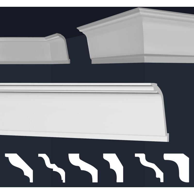 Moulures en stuc blanc et clair, coffrage xps Styropor, paquets d'épargne Marbet Series-E: E-37 / 75x115mm, Max. Forfait (meilleur prix par mètre)