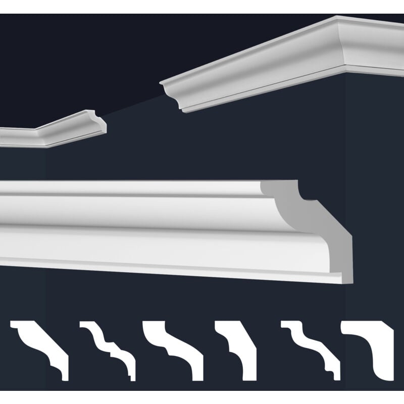 Moulures en stuc blanc et clair, coffrage xps Styropor, paquets d'épargne Marbet Series-E: E-22 / 30x30mm, 50 Mètres / 25 Bandes