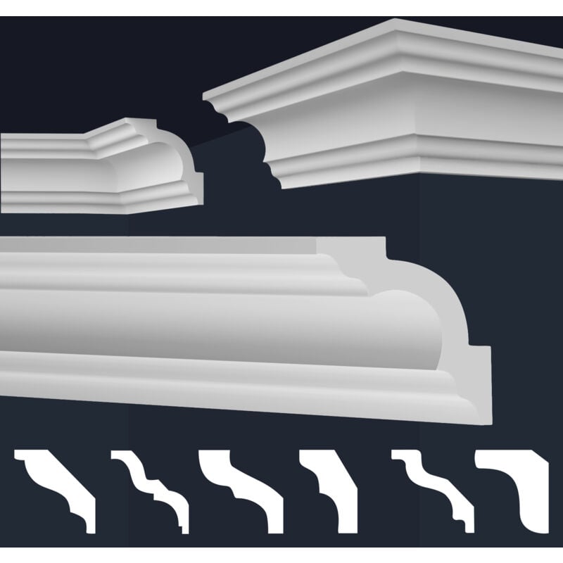 Moulures en stuc blanc et clair, coffrage XPS Styropor, paquets d'épargne Marbet Series-E: E-16 / 96x96mm, Max. Forfait (meilleur prix par mètre)