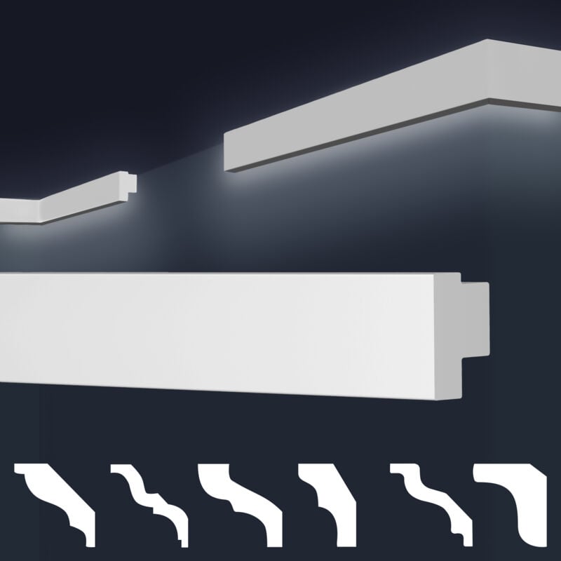 Moulures en stuc blanc et clair, coffrage xps Styropor, paquets d'épargne Marbet Series-E: E-44 / 20x32mm, Max. Forfait (meilleur prix par mètre)