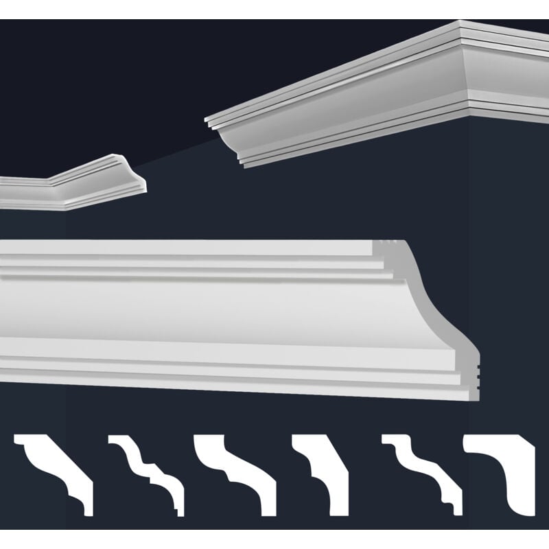 Moulures en stuc blanc et clair, coffrage xps Styropor, paquets d'épargne Marbet Series-E: 20 Mètres / 10 Bandes, E-40 / 45x45mm