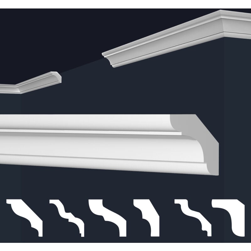 Moulures en stuc blanc et clair, coffrage xps Styropor, paquets d'épargne Marbet Series-E: E-23 / 22x22mm, 30 Mètres / 15 Bandes