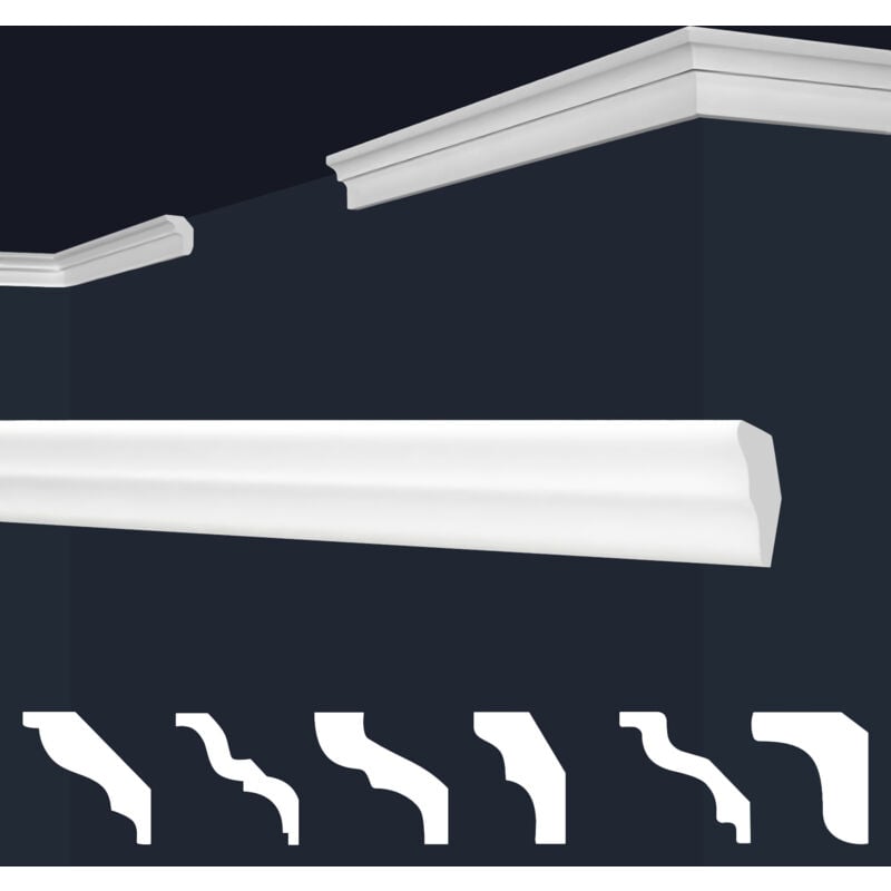 Moulures en stuc blanc et clair, coffrage XPS Styropor, paquets d'épargne Marbet Series-E: E-2 / 17x25mm, 30 Mètres / 15 Bandes