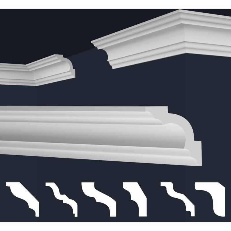 Moulures en stuc blanc et clair, coffrage xps Styropor, paquets d'épargne Marbet Series-E: E-14 / 50x50mm, Max. Forfait (meilleur prix par mètre)