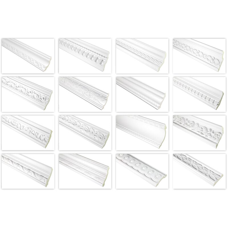 Hexim - Moulures à motifs pu Polyuréthane Décor de stuc pour mur et plafond Moulures fh: 2 mètres / 1 bande, FH9277 - 77x77mm