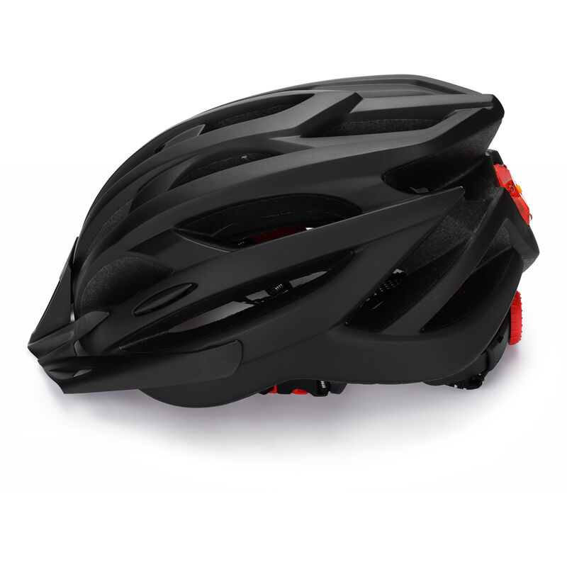 Mountainbike Helm Fahrradhelm Ultralight Integrierter Fahrradhelm mit Rücklicht Fahrradausrüstung,Schwarz - Schwarz