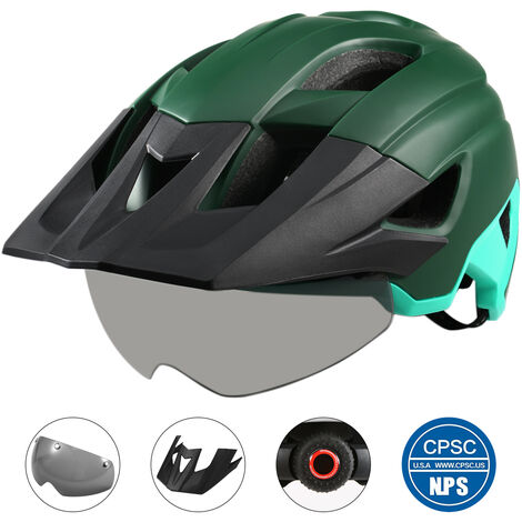 DE Fahrradhelm & Abnehmbare Magnetischer Visier-Schutzbrille MTB Sicherheit Helm 