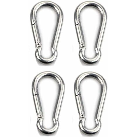 Mousqueton à fixation 4 pièces pour usage intensif, sports, chiens de verrouillage, hamac à balançoire, acier inoxydable 304, épaisseur 8 mm-LIAIKI