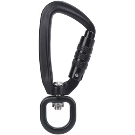 Mousqueton à Verrouillage Automatique 360° pour Attaches de Laisse Chien, Hamac et Sac à Dos Noir