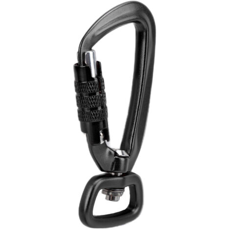 Mousqueton à Verrouillage Automatique Fond Carré Rotation 360° pour Attaches Chien Hamacs Sacs à Dos Noir