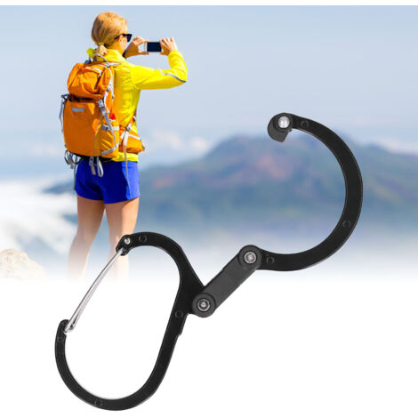 Mousqueton de montagne type D en aluminium léger pour camping et randonnée, clip 3 en 1 avec capacité de charge 20kg (41g, 6x7.5cm)