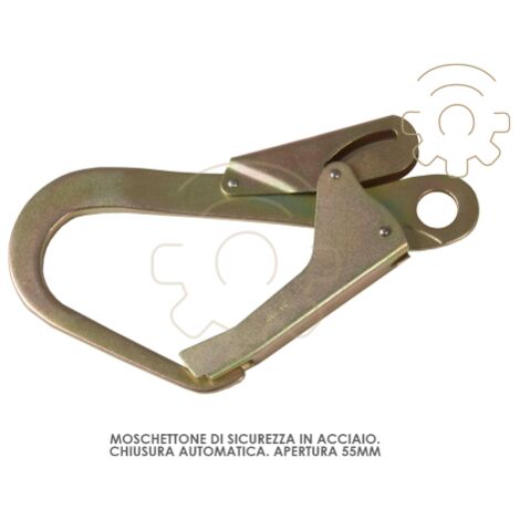 Mousqueton de sA curitA en acier A fermeture automatique ouverture mm.55 Norme CE EN362