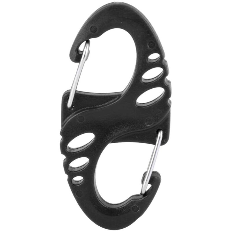 Mousqueton de Survie 8 Formes pour Randonnée Camping - Anneau Porte-Clés Escalade (Noir S)