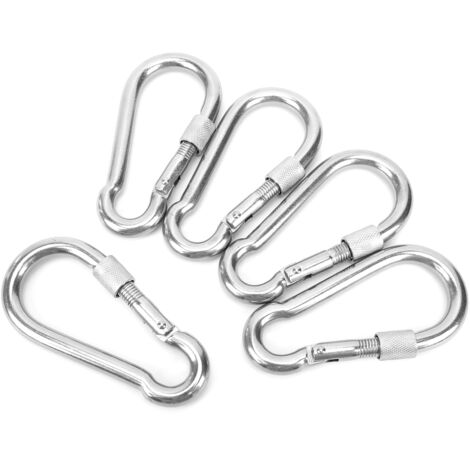 Mousqueton de verrouillage robuste 120mm, 5 pièces avec écrou de sécurité pour randonnée et camping