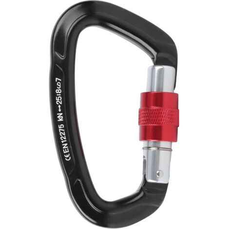 Mousqueton d'escalade en alliage d'aluminium pour hamac, randonnée et via ferrata, boucle câble antivol vélo, noir