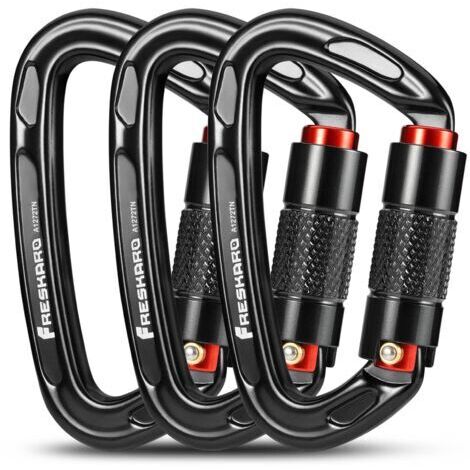 Mousqueton d'escalade verrouillage automatique 25kN – Certifié CE – Ultra léger 60g – Longueur 10cm – Pour alpinisme, pompiers, laisse chien - 25kN-2550kg