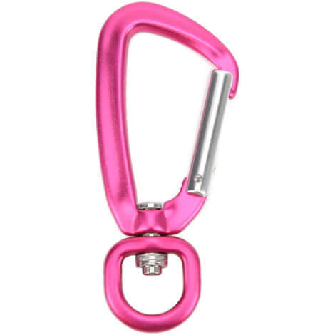 Mousqueton en Alliage d'Aluminium à Œil Tournant pour Laisse d'Animal, Hamac et Porte-clés - Rouge Rose