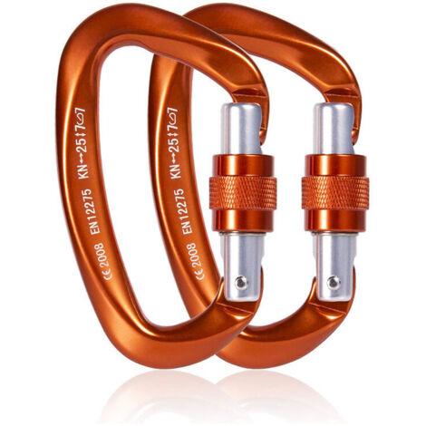 AYYQH Mousqueton Escalade 25kN Mousqueton à Verrouillage Mousqueton en Forme de D，Irisfr